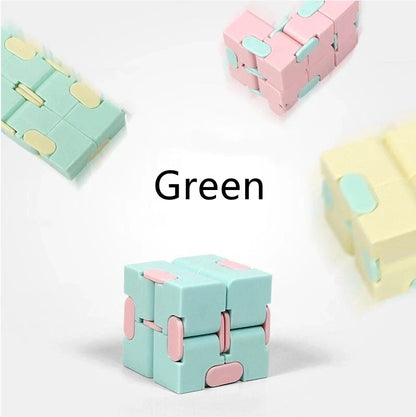 Infinity Cube Fidget Puzzle Toy in various colours for stress relief and focus enhancement