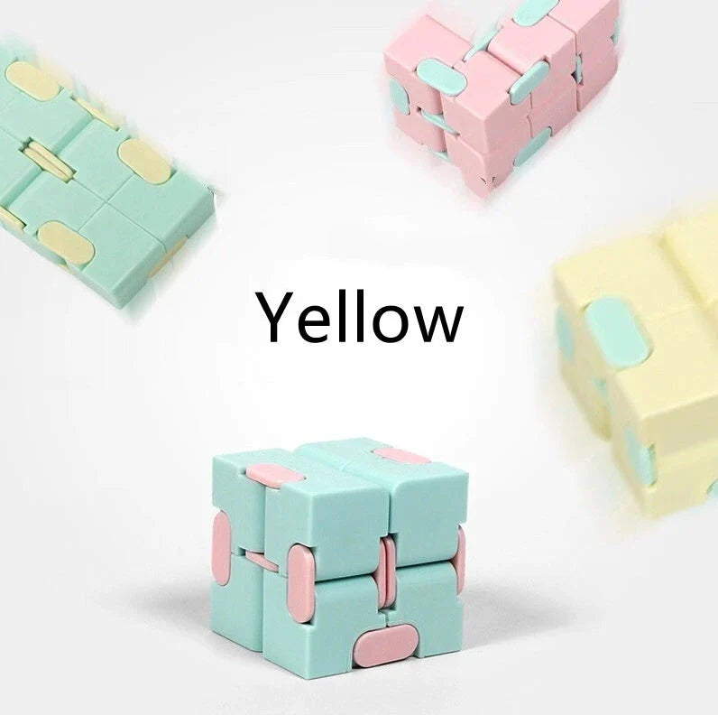 Infinity Cube Fidget Puzzle Toy in various colours for stress relief and focus enhancement
