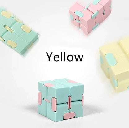 Infinity Cube Fidget Puzzle Toy in various colours for stress relief and focus enhancement