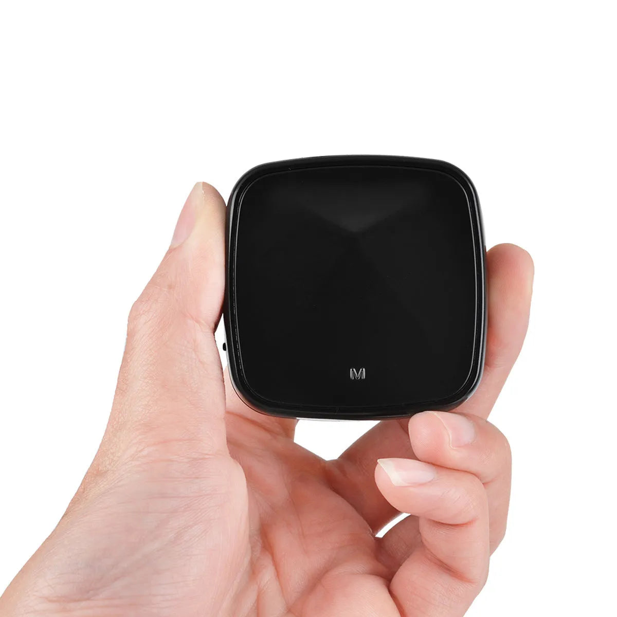 Black CSR8675 Bluetooth 5.0 audio adapter with optical and AUX ports on a white background