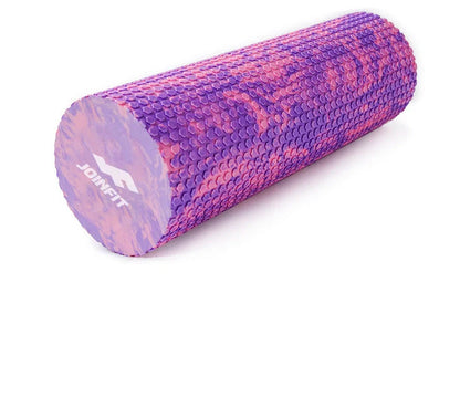 Yoga mace fitness massage column in pink-blue colour showing 45cm length and 14cm diameter