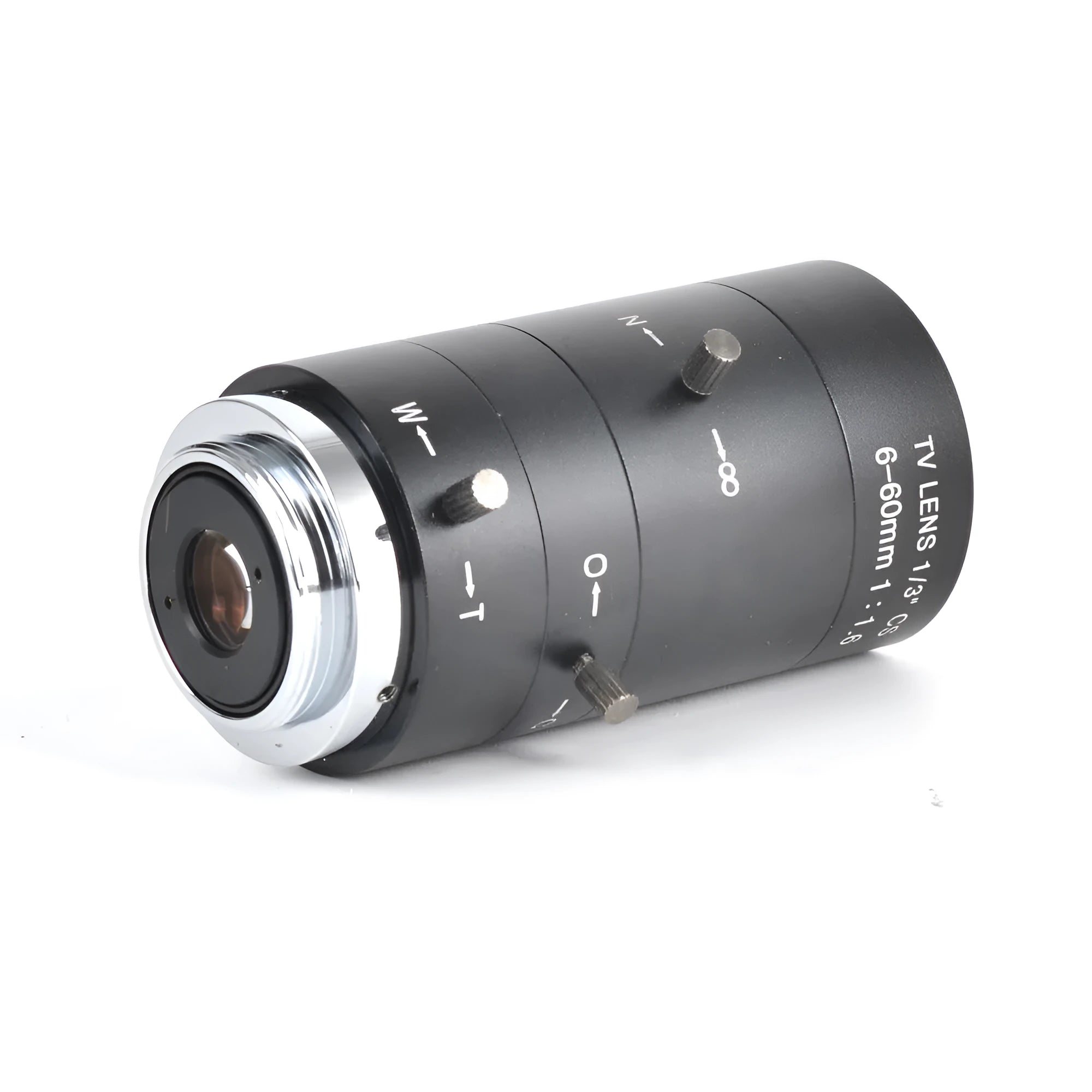 Black 6-60mm manual aperture CS mount CCTV camera lens for 1/3" sensor security systems.