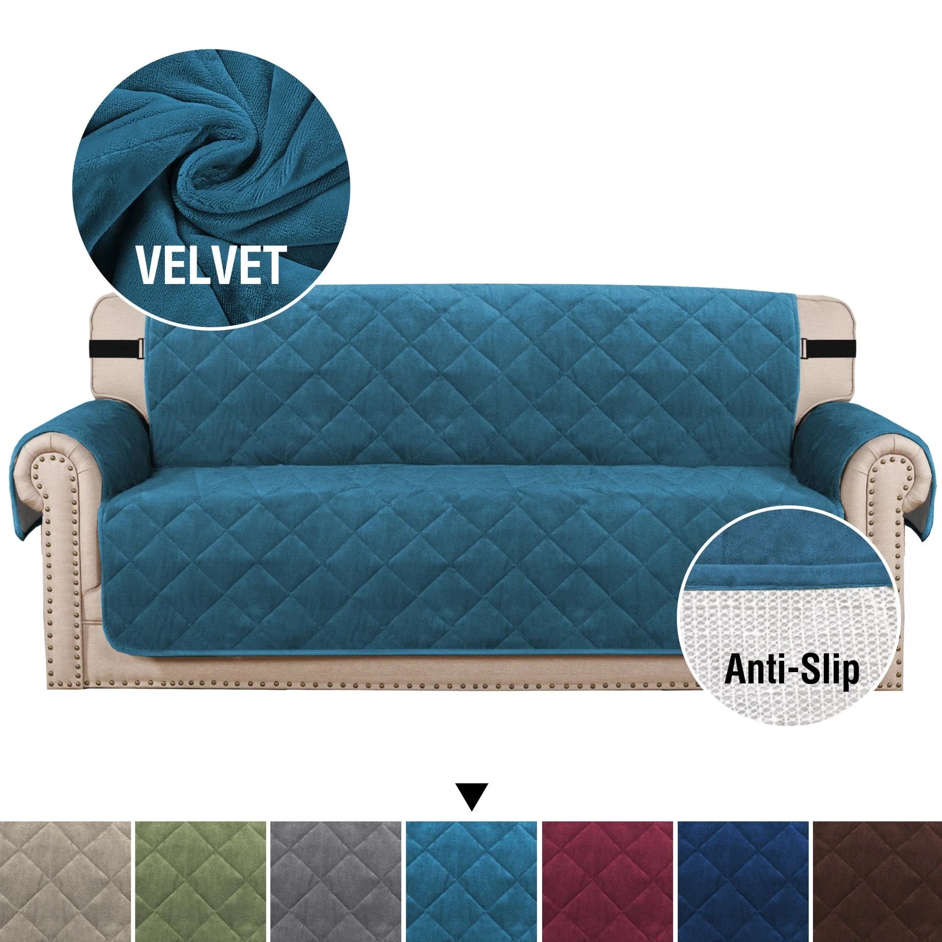 Non-slip sofa cushion with ultra-soft velvet plush in various colours