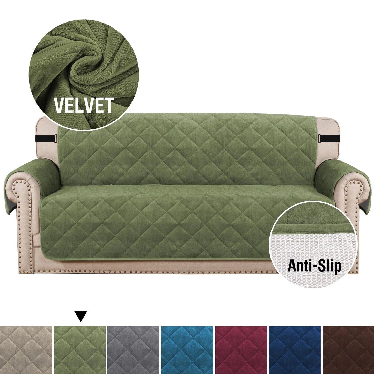 Non-slip sofa cushion with ultra-soft velvet plush in various colours