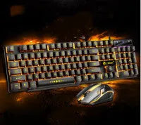 Limei GTX300 white and black wired USB gaming keyboard and mouse set with backlit keys on a desk.