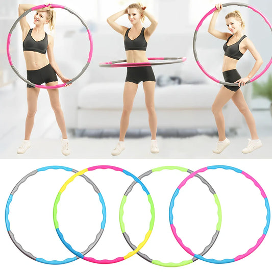 Detachable blue polyethylene fitness hoop ring, 90 cm assembled for adult and teen weight loss exercises