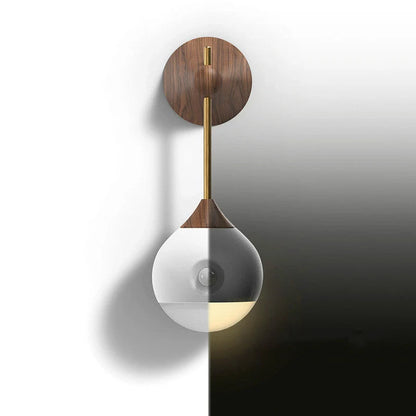 Intelligent Human Body Induction Bedside Table Lamp in Morandi grey or walnut with magnetic base