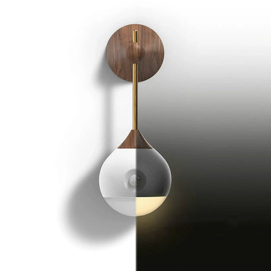 Intelligent Human Body Induction Bedside Table Lamp in Morandi grey or walnut with magnetic base