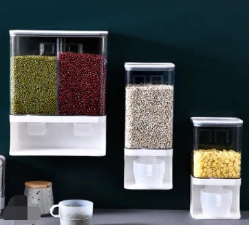 Wall-mounted transparent storage tank for grains, BPA-free and pest-proof