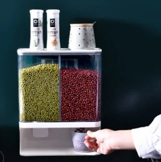 Wall-mounted transparent storage tank for grains, BPA-free and pest-proof