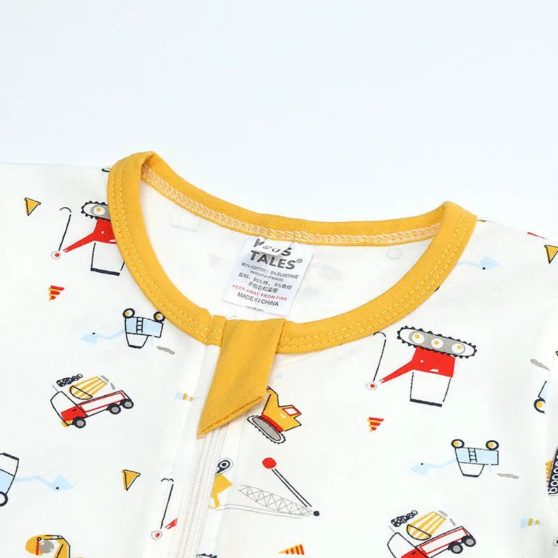 Yellow cotton long sleeve zip-up baby onesie romper for newborns and toddlers