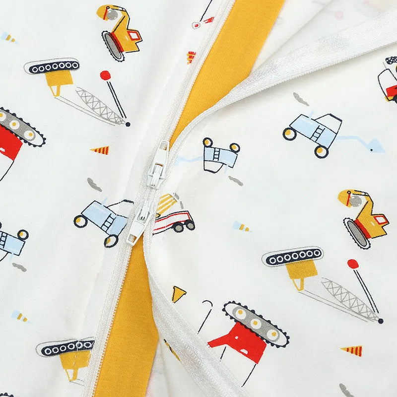Yellow cotton long sleeve zip-up baby onesie romper for newborns and toddlers