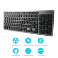 Ultra-thin white Bluetooth keyboard for tablets and mobile phones showing 104 keys.