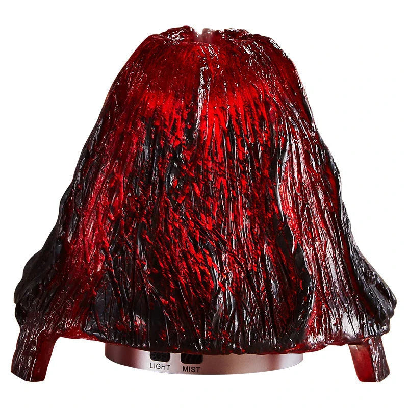 Ultrasonic aroma diffuser with volcano design and colourful night light on desk