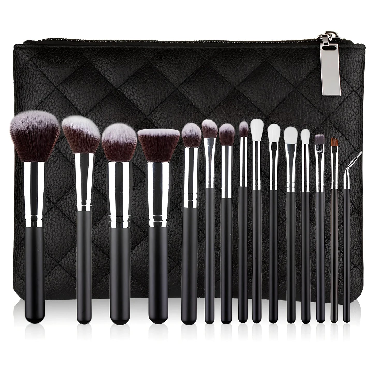 15-piece rose gold makeup brush set in pink with wooden 22cm handles and 3cm nylon wool bristles, optional storage bag