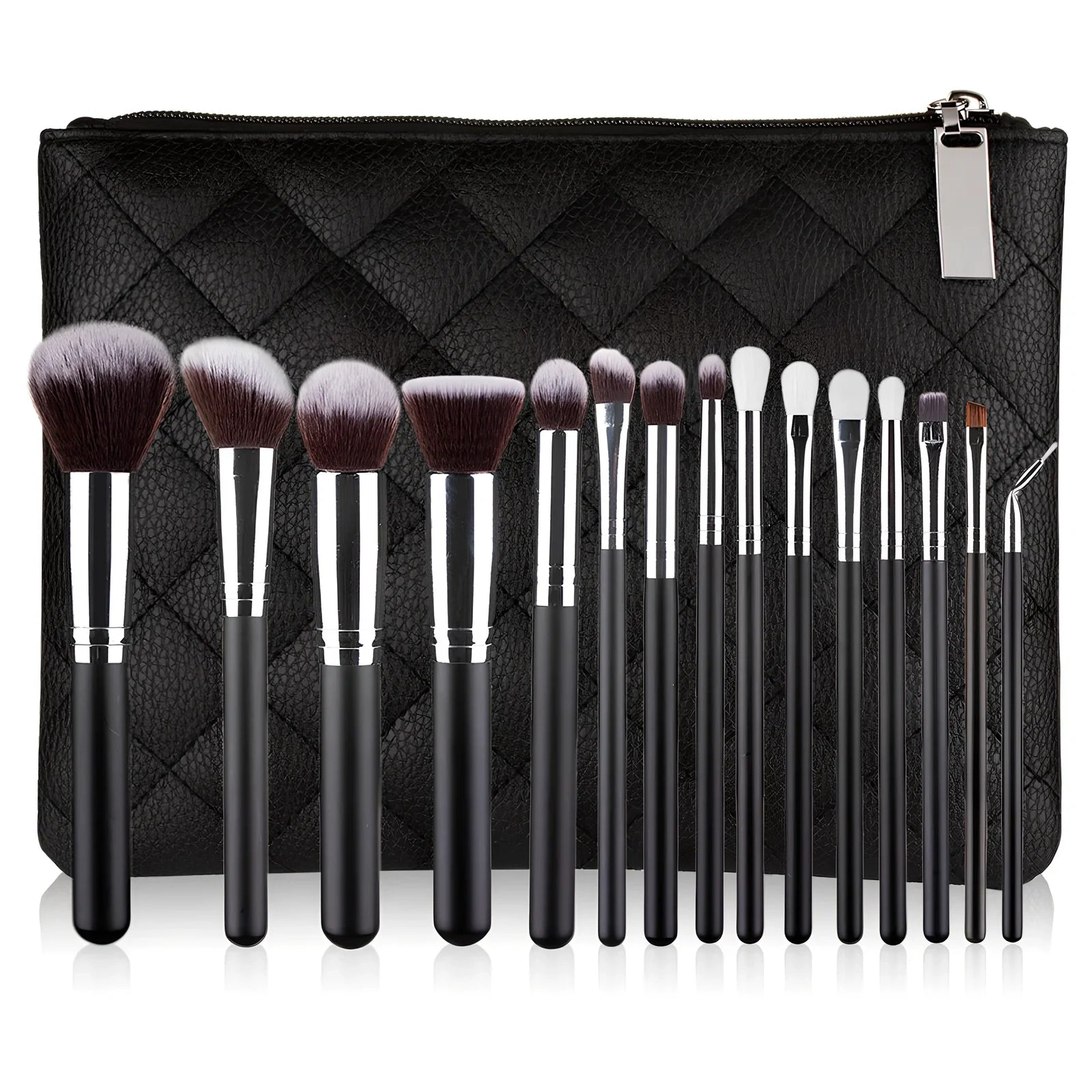15-piece rose gold makeup brush set in pink with wooden 22cm handles and 3cm nylon wool bristles, optional storage bag