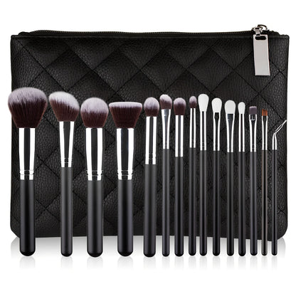 15-piece rose gold makeup brush set in pink with wooden 22cm handles and 3cm nylon wool bristles, optional storage bag