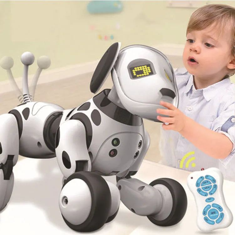Smart robot dog electronic toy with remote control showing singing and dancing functions