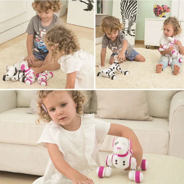 Smart robot dog electronic toy with remote control showing singing and dancing functions