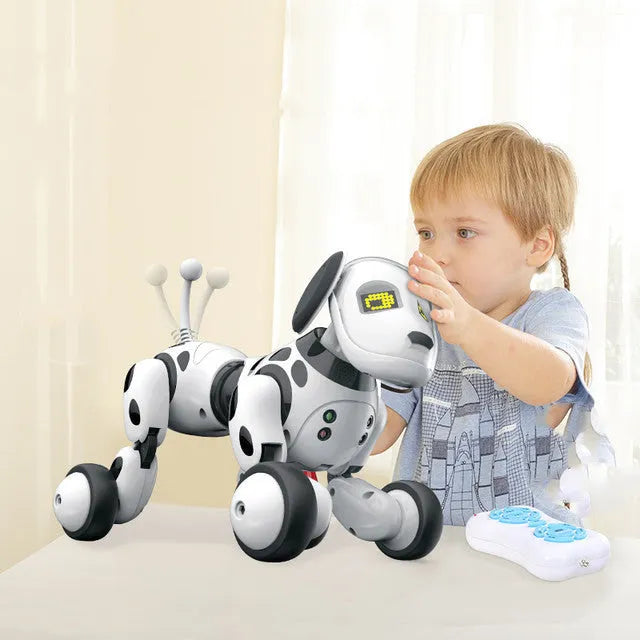 Smart robot dog electronic toy with remote control showing singing and dancing functions