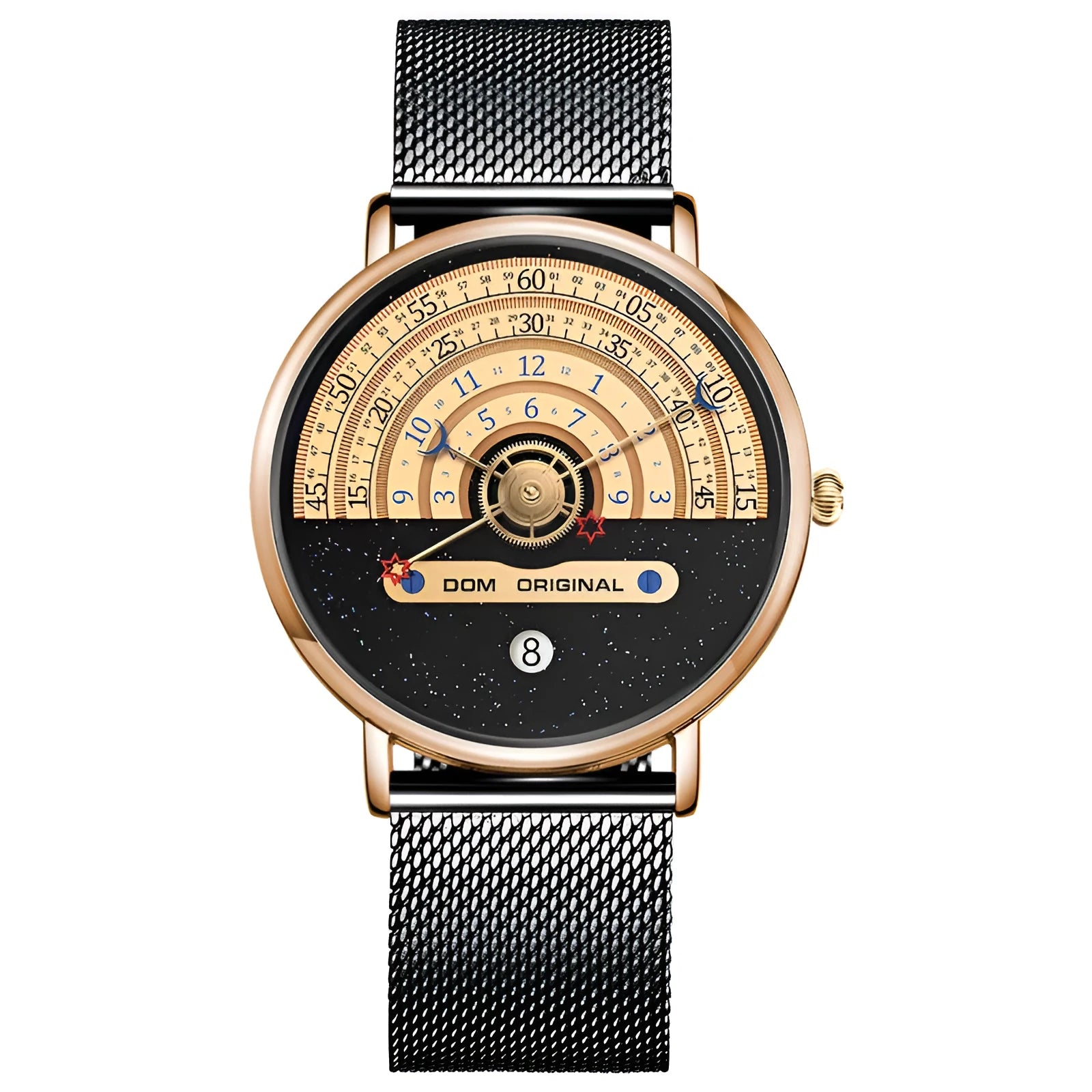 Men's gold and silver sports quartz watch with 40mm alloy case and choice of stainless steel or leather strap.