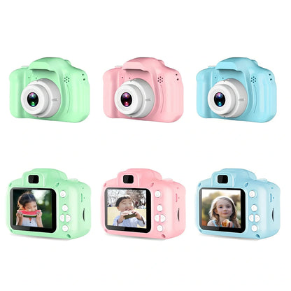 Blue children's HD digital waterproof camera, 80x60mm size, 2.3-inch screen, 65g weight for kids' outdoor photography