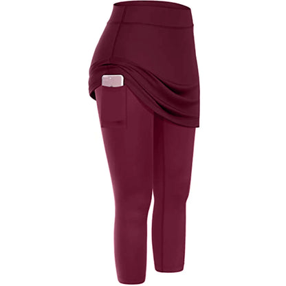 Women's tennis skirted leggings with side pocket in various colours