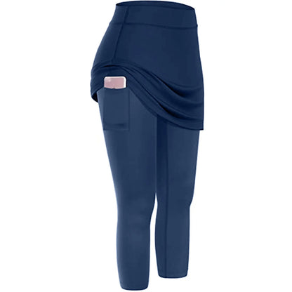 Women's tennis skirted leggings with side pocket in various colours
