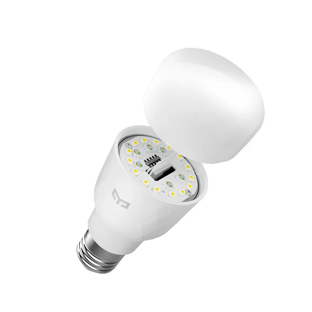 White intelligent voice control bulb with aluminium alloy body and PC shade, 60x60x124mm size