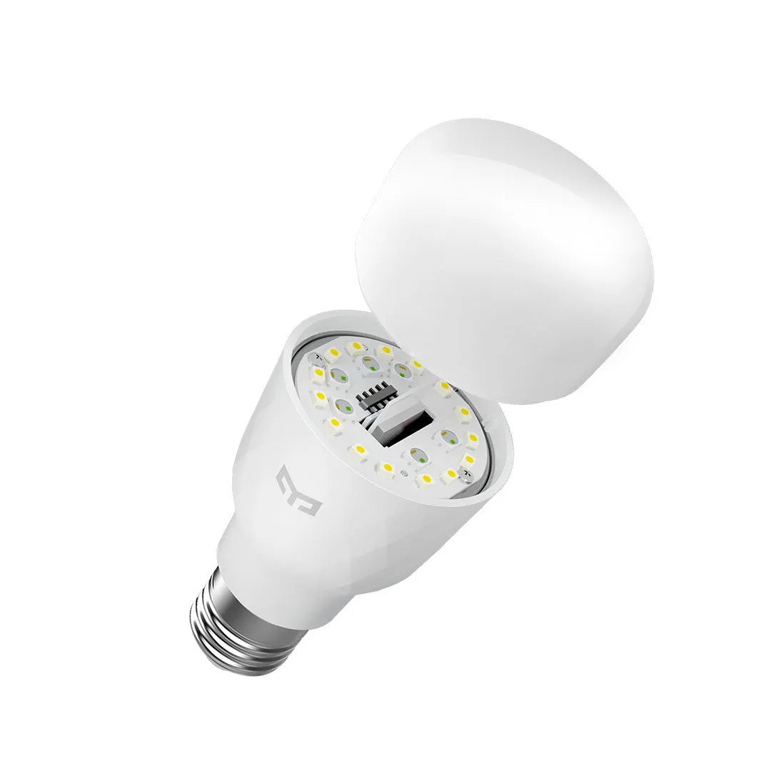 White intelligent voice control bulb with aluminium alloy body and PC shade, 60x60x124mm size