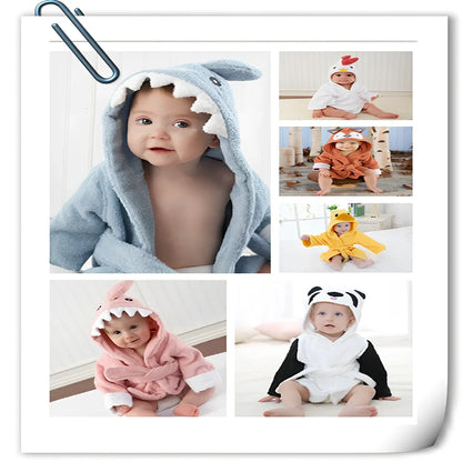 Children's hooded absorbent bathrobe in mouse pattern, cotton fabric, size S 47cm length for 0-18 months
