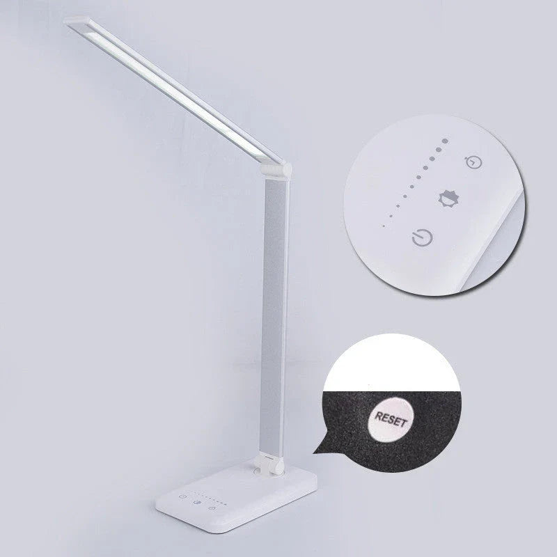 Wireless charging LED desk lamp with adjustable lighting and auto timer function