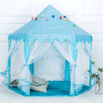 Game Room Dollhouse Anti-Mosquito Net in blue, with fibreglass pole and waterproof design