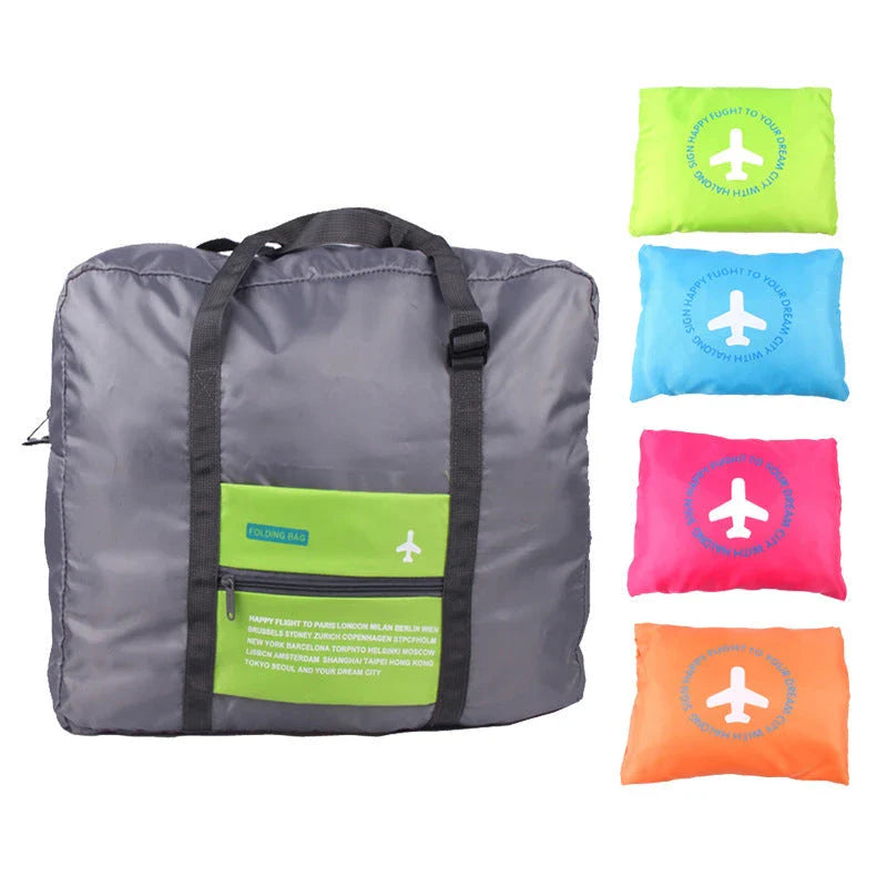 Large capacity waterproof nylon foldable travel duffel bag in multiple colors