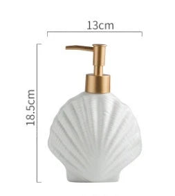 Starfish Shell Ceramic Soap Dispenser with embossed design and non-slip base