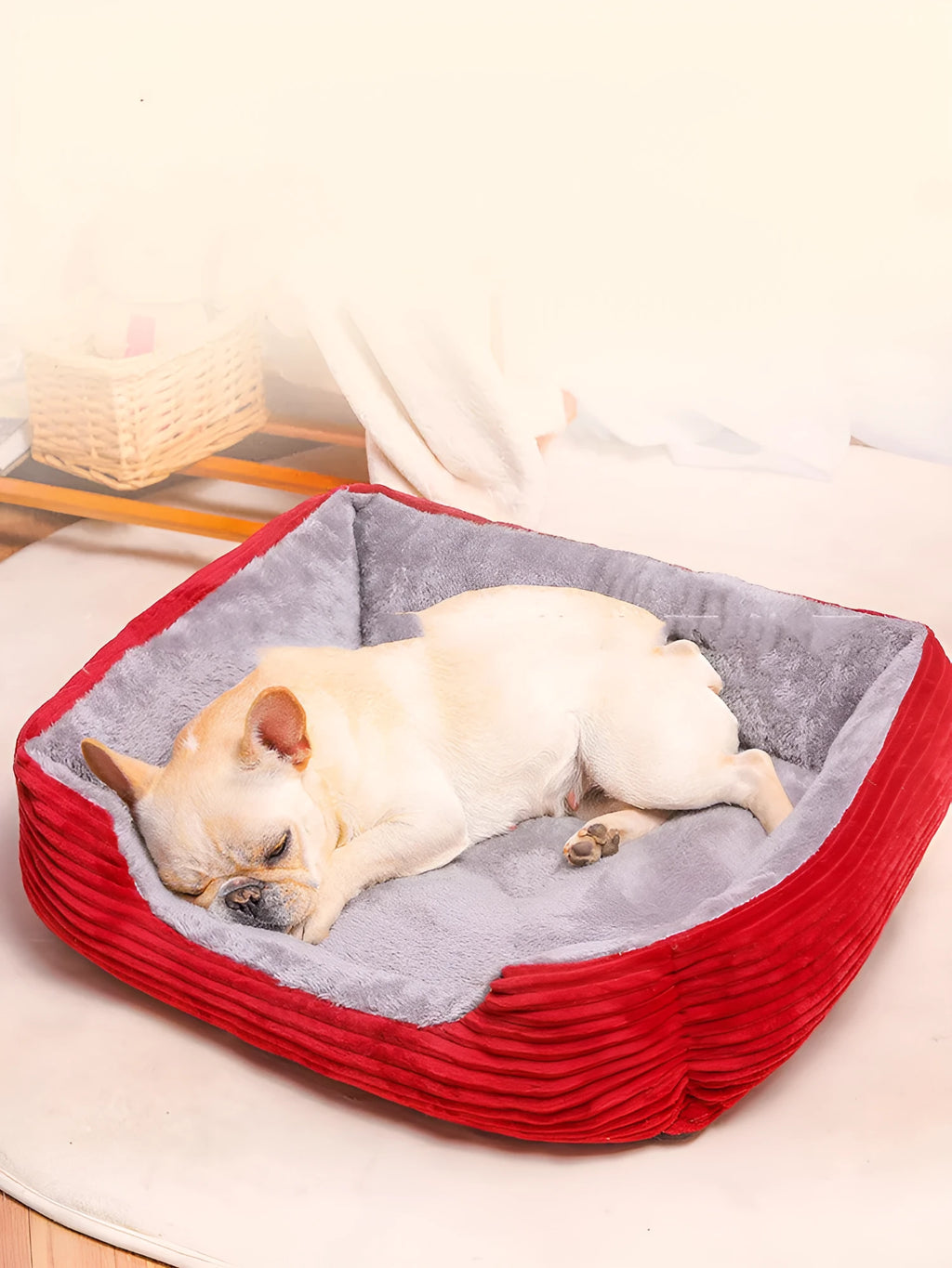 Plush cloth dog bed pet nest for small to large dogs, available in sizes 45cm to 90cm, grey colour