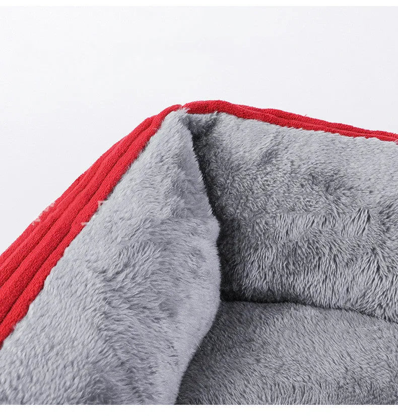 Plush cloth dog bed pet nest for small to large dogs, available in sizes 45cm to 90cm, grey colour