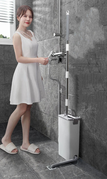 Aluminum alloy rod floor mop and bucket set with 360-degree rotation for effective cleaning