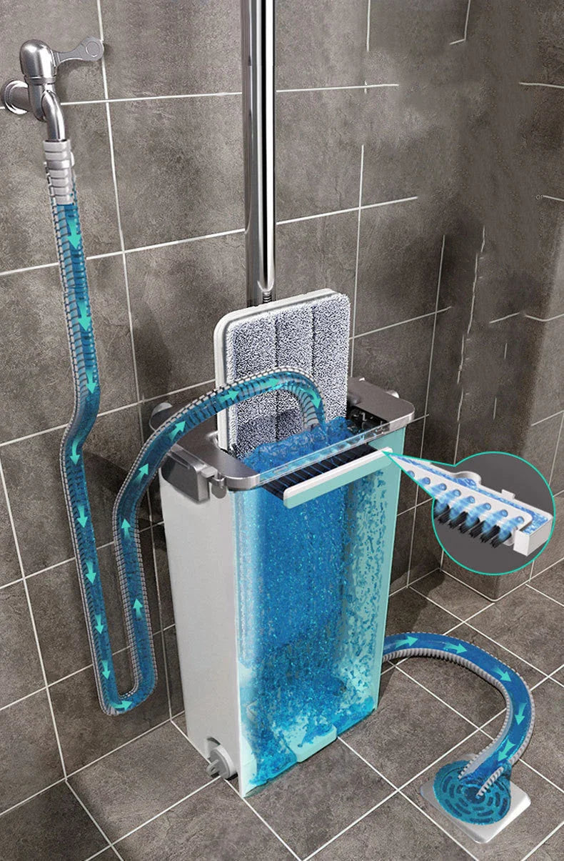 Aluminum alloy rod floor mop and bucket set with 360-degree rotation for effective cleaning