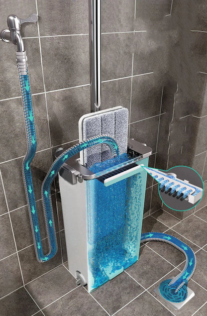 Aluminum alloy rod floor mop and bucket set with 360-degree rotation for effective cleaning