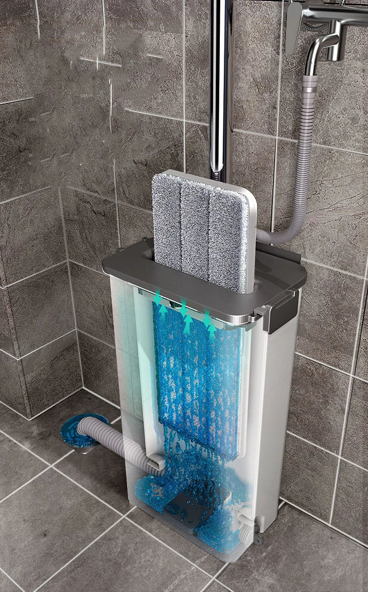 Aluminum alloy rod floor mop and bucket set with 360-degree rotation for effective cleaning