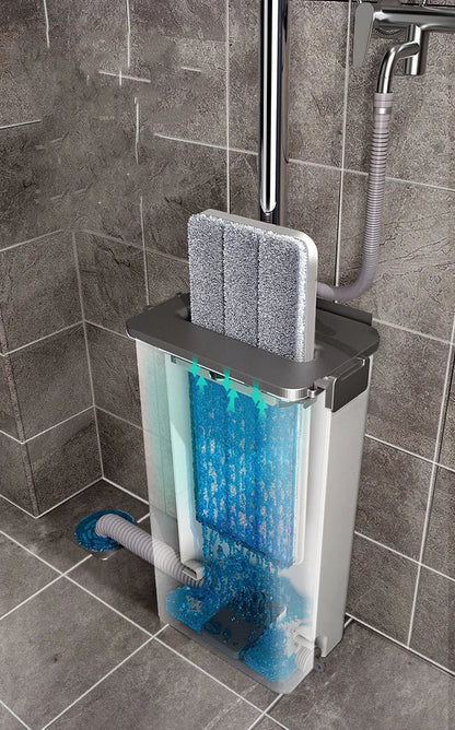 Aluminum alloy rod floor mop and bucket set with 360-degree rotation for effective cleaning