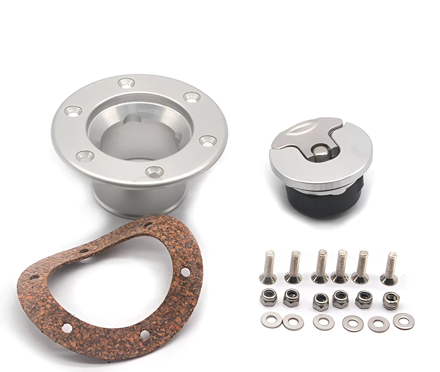 Silver aluminium alloy fuel tank cap universal fit for most cars item TU-SLYXG01