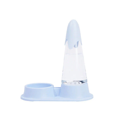 Automatic water dispenser for cats in white and sky blue, ensuring pet hydration
