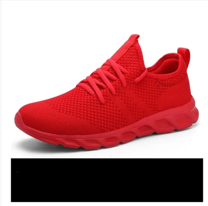 Men's black and white casual jogging shoes with mesh upper and lace-up closure