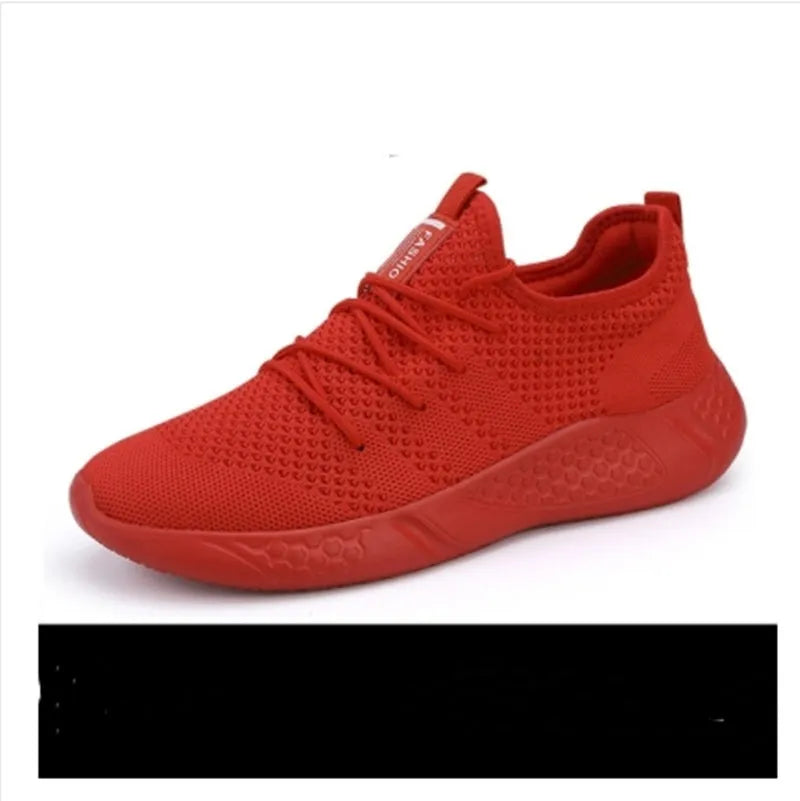 Men's black and white casual jogging shoes with mesh upper and lace-up closure