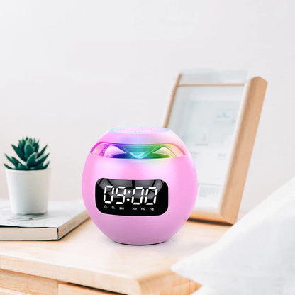 Dazzle Colour Mini Ball Card Bluetooth Speakers in pink, black, and white with colourful lights