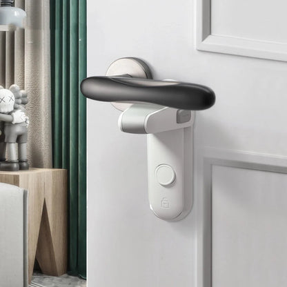 Children's door lever lock in enamel grey for child and pet safety