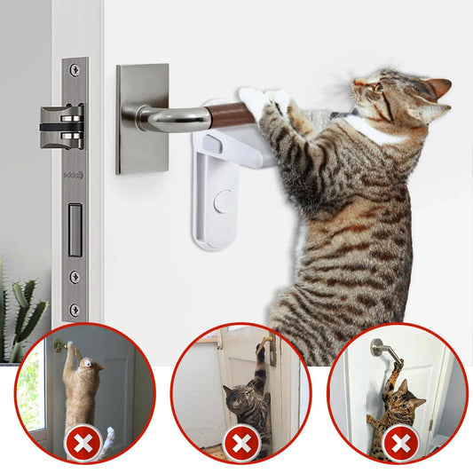 Children's door lever lock in enamel grey for child and pet safety