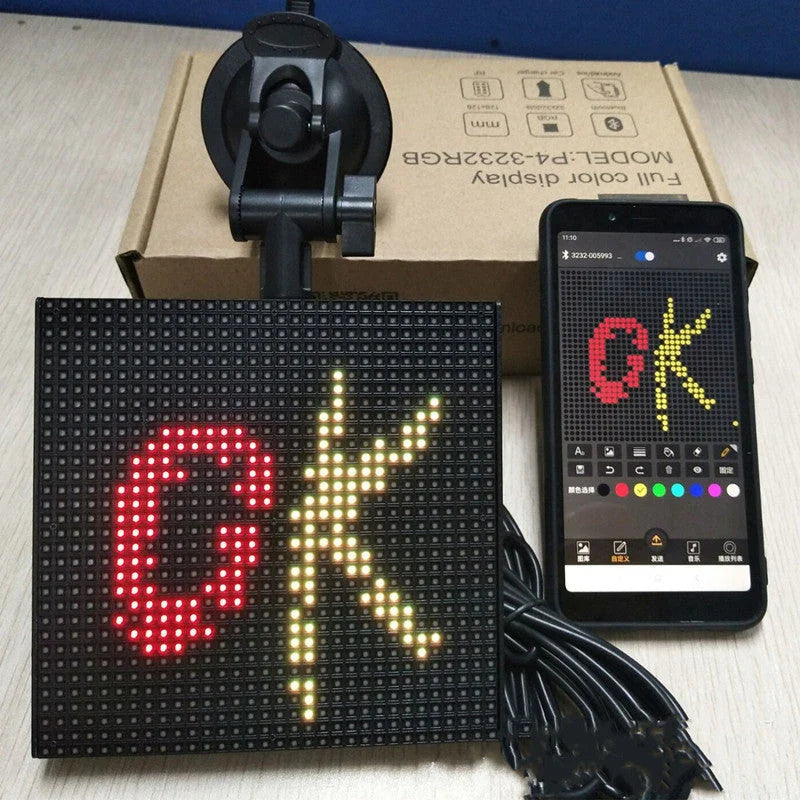 Full-colour Bluetooth emoticon car LED display with DIY graffiti support